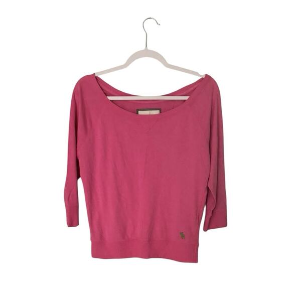 Y2K Abercrombie & Fitch Pink Preppy Lightweight Cotton Sweater Size Medium - Picture 1 of 9